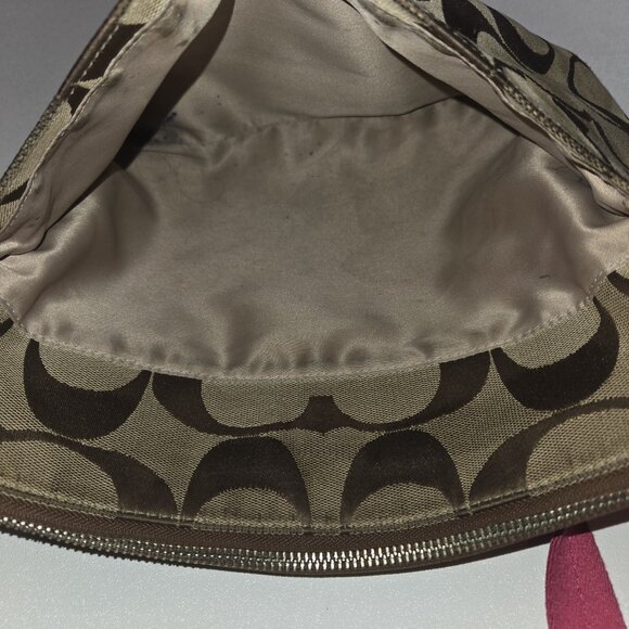 Coach Poppy Daisy Signature C Swingpack Crossbody Bag Khaki Raspberry Y2K Worn - Picture 12 of 14